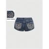 imageSOLY HUX Womens Y2k Sparkly Jeans Skinny Mini Denim Shorts Music Festival Rave OutfitsBlue Graphic