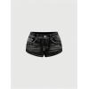 imageSOLY HUX Womens Y2k Sparkly Jeans Skinny Mini Denim Shorts Music Festival Rave OutfitsDark Grey