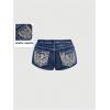 imageSOLY HUX Womens Y2k Sparkly Jeans Skinny Mini Denim Shorts Music Festival Rave OutfitsDark Wash