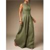 imageSOLY HUX Womens Zipper Front Wide Leg Jumpsuit Summer Mock Neck Sleeveless Elegant RomperPure Army Green