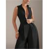 imageSOLY HUX Womens Zipper Front Wide Leg Jumpsuit Summer Mock Neck Sleeveless Elegant RomperPure Black