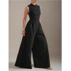 imageSOLY HUX Womens Zipper Front Wide Leg Jumpsuit Summer Mock Neck Sleeveless Elegant RomperPure Black