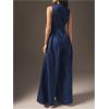 imageSOLY HUX Womens Zipper Front Wide Leg Jumpsuit Summer Mock Neck Sleeveless Elegant RomperPure Blue