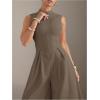 imageSOLY HUX Womens Zipper Front Wide Leg Jumpsuit Summer Mock Neck Sleeveless Elegant RomperPure Brown