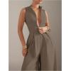 imageSOLY HUX Womens Zipper Front Wide Leg Jumpsuit Summer Mock Neck Sleeveless Elegant RomperPure Brown