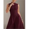 imageSOLY HUX Womens Zipper Front Wide Leg Jumpsuit Summer Mock Neck Sleeveless Elegant RomperPure Burgundy