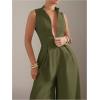 imageSOLY HUX Womens Zipper Front Wide Leg Jumpsuit Summer Mock Neck Sleeveless Elegant RomperPure Dark Army Green