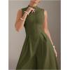 imageSOLY HUX Womens Zipper Front Wide Leg Jumpsuit Summer Mock Neck Sleeveless Elegant RomperPure Dark Army Green