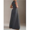 imageSOLY HUX Womens Zipper Front Wide Leg Jumpsuit Summer Mock Neck Sleeveless Elegant RomperPure Dark Grey