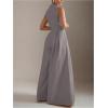 imageSOLY HUX Womens Zipper Front Wide Leg Jumpsuit Summer Mock Neck Sleeveless Elegant RomperPure Grey