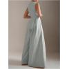 imageSOLY HUX Womens Zipper Front Wide Leg Jumpsuit Summer Mock Neck Sleeveless Elegant RomperPure Light Grey
