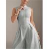 imageSOLY HUX Womens Zipper Front Wide Leg Jumpsuit Summer Mock Neck Sleeveless Elegant RomperPure Light Grey