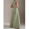 imageSOLY HUX Womens Zipper Front Wide Leg Jumpsuit Summer Mock Neck Sleeveless Elegant RomperPure Mint Green