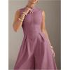 imageSOLY HUX Womens Zipper Front Wide Leg Jumpsuit Summer Mock Neck Sleeveless Elegant RomperPure Purple