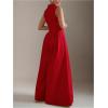imageSOLY HUX Womens Zipper Front Wide Leg Jumpsuit Summer Mock Neck Sleeveless Elegant RomperPure Red