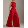 imageSOLY HUX Womens Zipper Front Wide Leg Jumpsuit Summer Mock Neck Sleeveless Elegant RomperPure Red