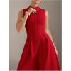 imageSOLY HUX Womens Zipper Front Wide Leg Jumpsuit Summer Mock Neck Sleeveless Elegant RomperPure Red