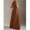imageSOLY HUX Womens Zipper Front Wide Leg Jumpsuit Summer Mock Neck Sleeveless Elegant RomperPure Rust Brown