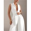imageSOLY HUX Womens Zipper Front Wide Leg Jumpsuit Summer Mock Neck Sleeveless Elegant RomperPure White