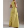imageSOLY HUX Womens Zipper Front Wide Leg Jumpsuit Summer Mock Neck Sleeveless Elegant RomperPure Yellow
