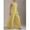 imageSOLY HUX Womens Zipper Front Wide Leg Jumpsuit Summer Mock Neck Sleeveless Elegant RomperPure Yellow