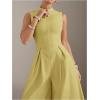 imageSOLY HUX Womens Zipper Front Wide Leg Jumpsuit Summer Mock Neck Sleeveless Elegant RomperPure Yellow