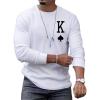 imageSOLY HUX Mens T Shirts Playing Card Graphic Print Long Sleeve Round Neck Tee Tops White Letter L