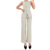 imageSOLY HUX Womens 2 Piece Business Casual Outfit Button Down Boat Neck Sleeveless Vest and Pants SetPlain Apricot