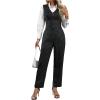 imageSOLY HUX Womens 2 Piece Outfits V Neck Button Down Sleeveless Blazer Vest and Pants Work Office SetBlack and White Striped