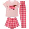 imageSOLY HUX Womens 3 Piece Pajamas Short Sleeve Sleepwear Top and Shorts Pants Pjs Set Lounge SetPink Graphic