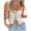 imageSOLY HUX Womens Bow Tie Front Tank Top Sleeveless Square Neck Y2k Crop TopsPlain White