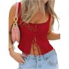 imageSOLY HUX Womens Bow Tie Front Tank Top Sleeveless Square Neck Y2k Crop TopsSolid Red