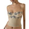 imageSOLY HUX Womens Floral Lace Trim Camisole Spaghetti Strap Fitted Shirt Top Summer Crop Cami TopsApricot Floral