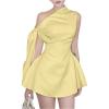 imageSOLY HUX Womens Mini Dress Off The Shoulder Sleeveless Tie Shoulder A Line Flared Party DressesPlain Mustard Yellow