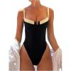 imageSOLY HUX Womens One Piece Bathing Suits High Cut Swimwear Push Up Bathing Suits Beach Vacation ClothesBlack and White