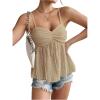 imageSOLY HUX Womens Peplum Crop Tops Y2K Cute Babydoll Tops Lace Ruched Dressy Casual Spaghetti Strap Going Out CamisolePure Khaki