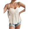 imageSOLY HUX Womens Peplum Crop Tops Y2K Cute Babydoll Tops Lace Ruched Dressy Casual Spaghetti Strap Going Out CamisoleSolid Apricot