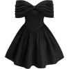 imageSOLY HUX Womens Plus Size Dress Off The Shoulder Short Sleeve Ruched A Line Flared Cocktail Party Short DressesSolid Black