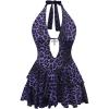 imageSOLY HUX Womens Plus Size Leopard Print Halter Dress Y2k Gothic Deep V Cheetah Tie Backless Layered Ruffle Mini DressesPurple Leopard