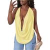 imageSOLY HUX Womens Sexy Cowl Neck Tops Deep V Neck Draped Halter Tie Back Y2K Going Out Cami TopsPlain Yellow