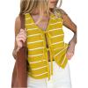 imageSOLY HUX Womens Sleeveless Striped Sweater Vest V Neck Tie Bow Crochet Knit Tank Tops Casual Loose CardiganYellow Striped