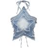 imageSOLY HUX Womens Star Halter Tops Tie Backless Y2k Distressed Denim Cami Crop TopsSolid Light Blue