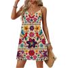 imageSOLY HUX Womens Summer Dress Floral Print V Neck Spaghetti Strap Cami Short Dresses Vacation SundressMulti Floral