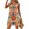imageSOLY HUX Womens Summer Dress Floral Print V Neck Spaghetti Strap Cami Short Dresses Vacation SundressMulticoloured Floral