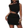 imageSOLY HUX Womens Summer Dresses Textured Cutout Sleeveless Bodycon Party Mini DressPlain Black