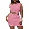 imageSOLY HUX Womens Summer Dresses Textured Cutout Sleeveless Bodycon Party Mini DressSolid Pink