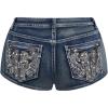 imageSOLY HUX Womens Y2k Sparkly Jeans Skinny Mini Denim Shorts Music Festival Rave OutfitsBlue Graphic