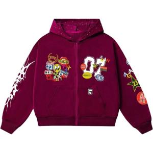 imageSOLY HUX Mens Graphic Oversized Hoodies Y2k Zip Up Long Sleeve Hooded Sweatshirt Jacket StreetwearPurple Graphic