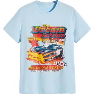 imageSOLY HUX Mens Graphic Tees Letter Print Vintage TShirts Short Sleeve Crewneck Casual Summer Tee TopLight Blue Car Graphic