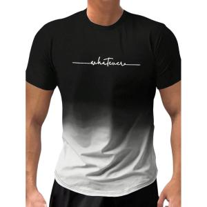 imageSOLY HUX Mens Letter Graphic Tee Short Sleeve T Shirts Ombre Summer Tops Streetwear Black and White Medium